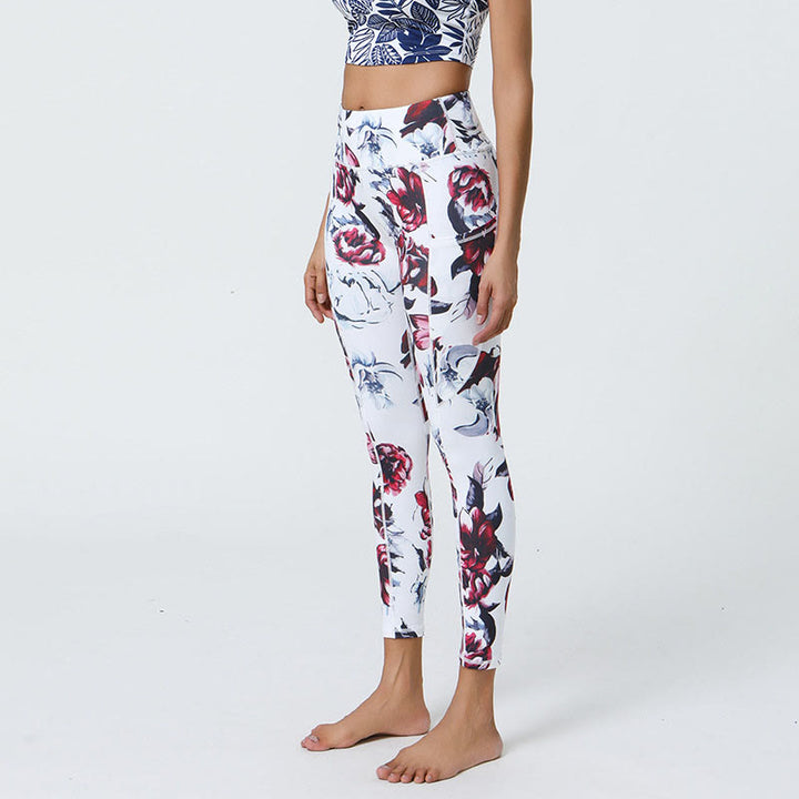 Buddha Stones Rose Lines Tiger Leopard Print Sports Fitness High Waist Leggings Women's Yoga Pants With Pockets - image 2