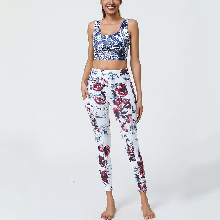 Buddha Stones Rose Lines Tiger Leopard Print Sports Fitness High Waist Leggings Women's Yoga Pants With Pockets - image 4
