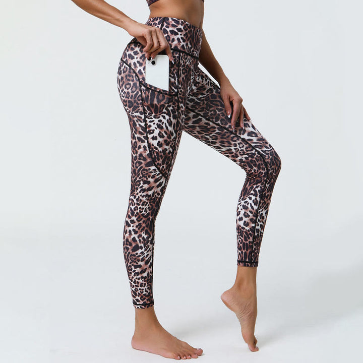 Buddha Stones Rose Lines Tiger Leopard Print Sports Fitness High Waist Leggings Women's Yoga Pants With Pockets - image 17