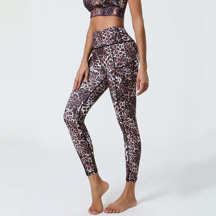 Buddha Stones Rose Lines Tiger Leopard Print Sports Fitness High Waist Leggings Women's Yoga Pants With Pockets - image 16