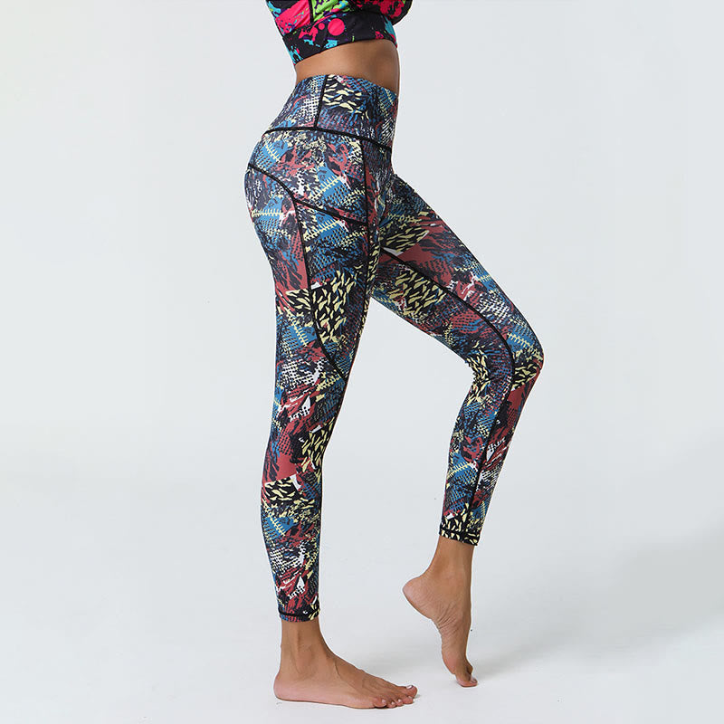 Buddha Stones Rose Lines Tiger Leopard Print Sports Fitness High Waist Leggings Women's Yoga Pants With Pockets - image 20