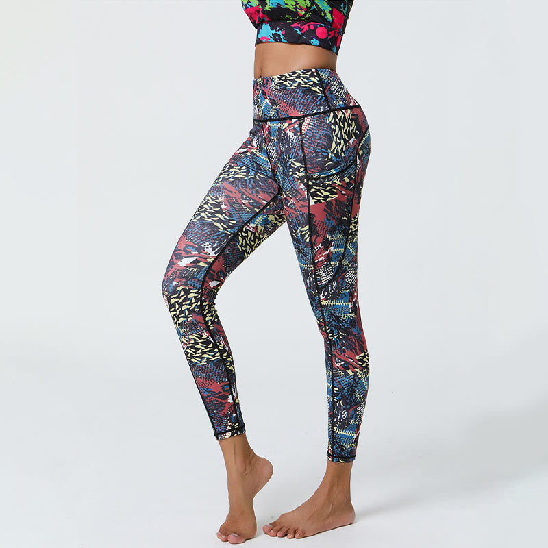 Buddha Stones Rose Lines Tiger Leopard Print Sports Fitness High Waist Leggings Women's Yoga Pants With Pockets - image 21