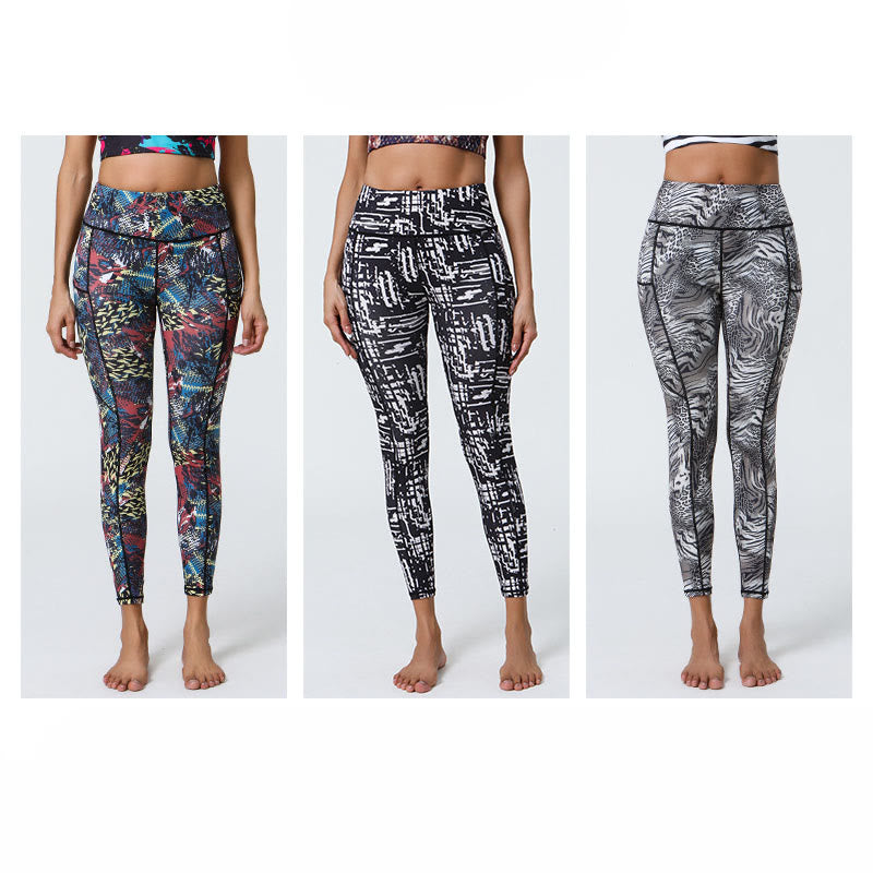 Buddha Stones Rose Lines Tiger Leopard Print Sports Fitness High Waist Leggings Women's Yoga Pants With Pockets - image 31