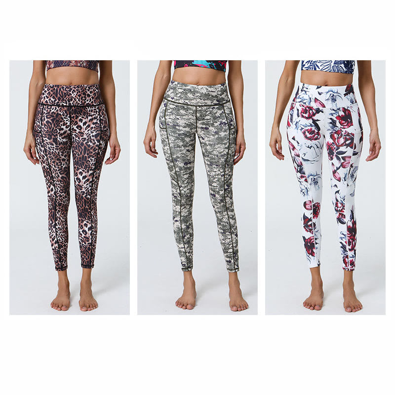 Buddha Stones Rose Lines Tiger Leopard Print Sports Fitness High Waist Leggings Women's Yoga Pants With Pockets - image 30