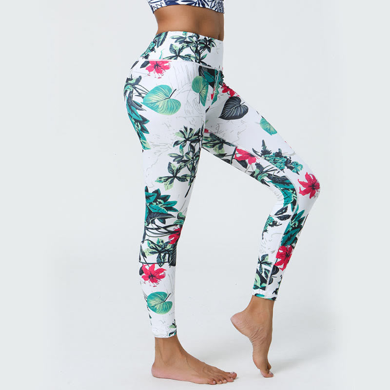 Buddha Stones Flowers Leaves Dandelions Pineapples Print Sports Fitness High Waist Leggings Women's Yoga Pants - image 9