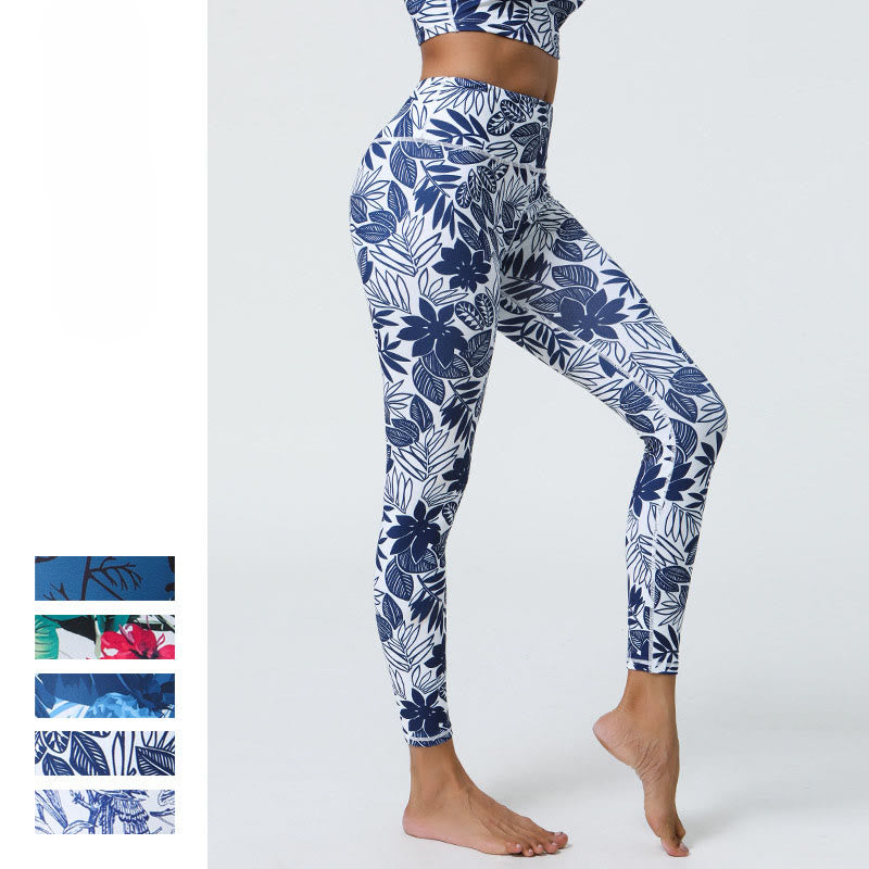 Buddha Stones Flowers Leaves Dandelions Pineapples Print Sports Fitness High Waist Leggings Women's Yoga Pants - image 27