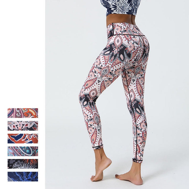 Buddha Stones Flowers Feathers Sun Moon Print Sports Fitness Yoga High Waist Leggings Women's Pants - image 25