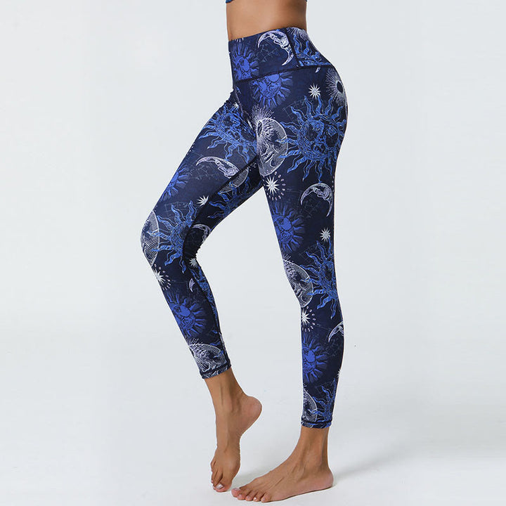 Buddha Stones Flowers Feathers Sun Moon Print Sports Fitness Yoga High Waist Leggings Women's Pants - image 12