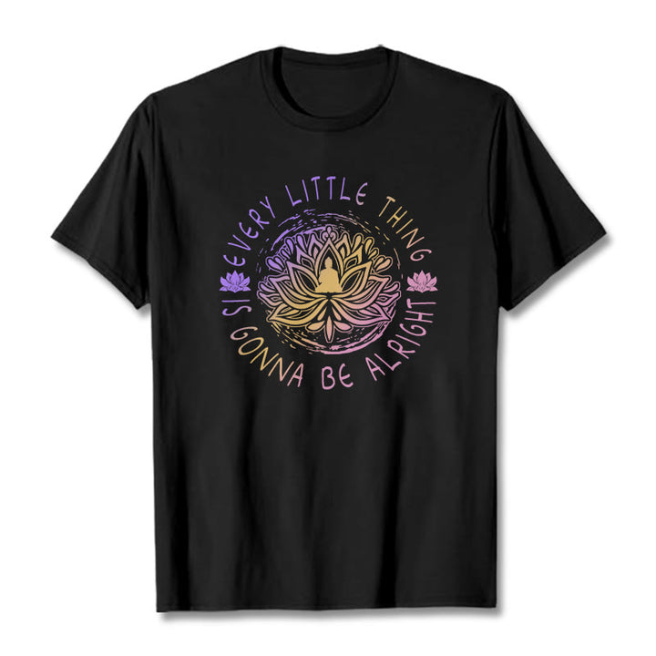 Buddha Stones Every Little Thing Is Gonna Be Alright Tee T-shirt - Black - 2XL - image 5