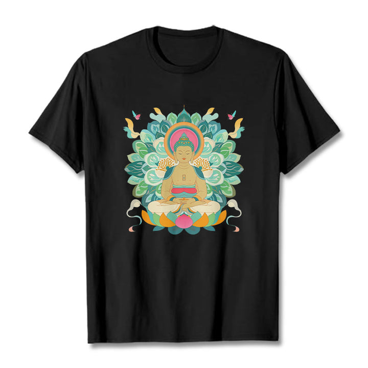 Buddha Stones Butterfly Lotus Buddha-Inspired Tee T-shirt - Black - 2XL - image 3