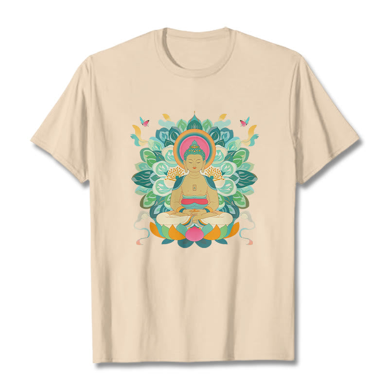 Buddha Stones Butterfly Lotus Buddha-Inspired Tee T-shirt - Bisque - 2XL - image 7