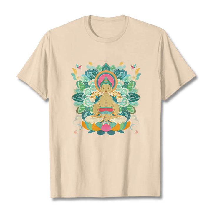 Buddha Stones Butterfly Lotus Buddha-Inspired Tee T-shirt - Bisque - 2XL - image 7