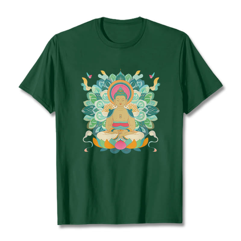 Buddha Stones Butterfly Lotus Buddha-Inspired Tee T-shirt - ForestGreen - 2XL - image 9