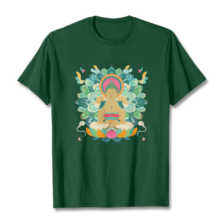 Buddha Stones Butterfly Lotus Buddha-Inspired Tee T-shirt - ForestGreen - 2XL - image 9