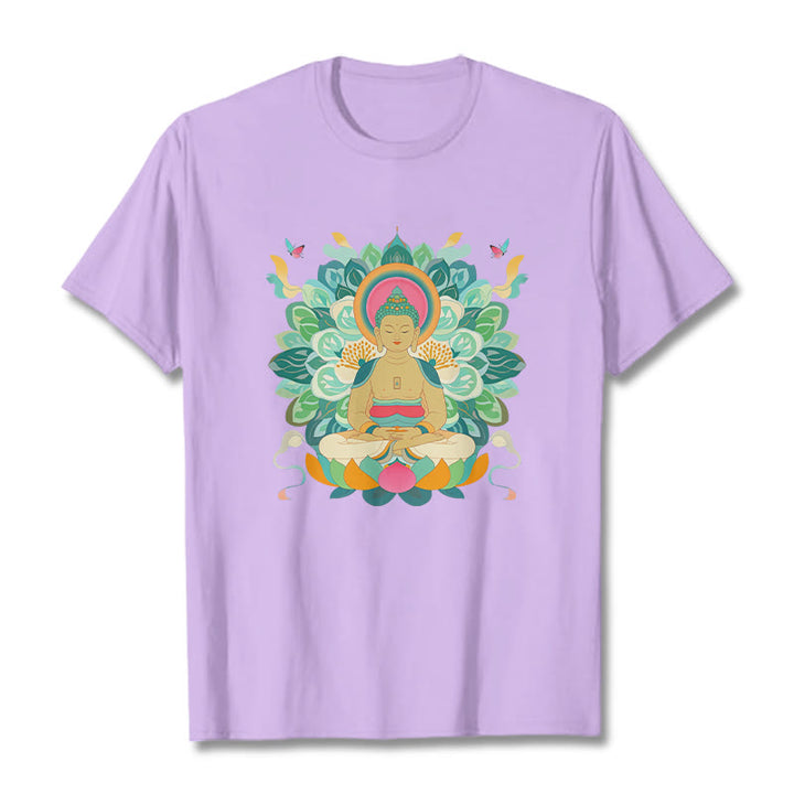 Buddha Stones Butterfly Lotus Buddha-Inspired Tee T-shirt - Plum - 2XL - image 15