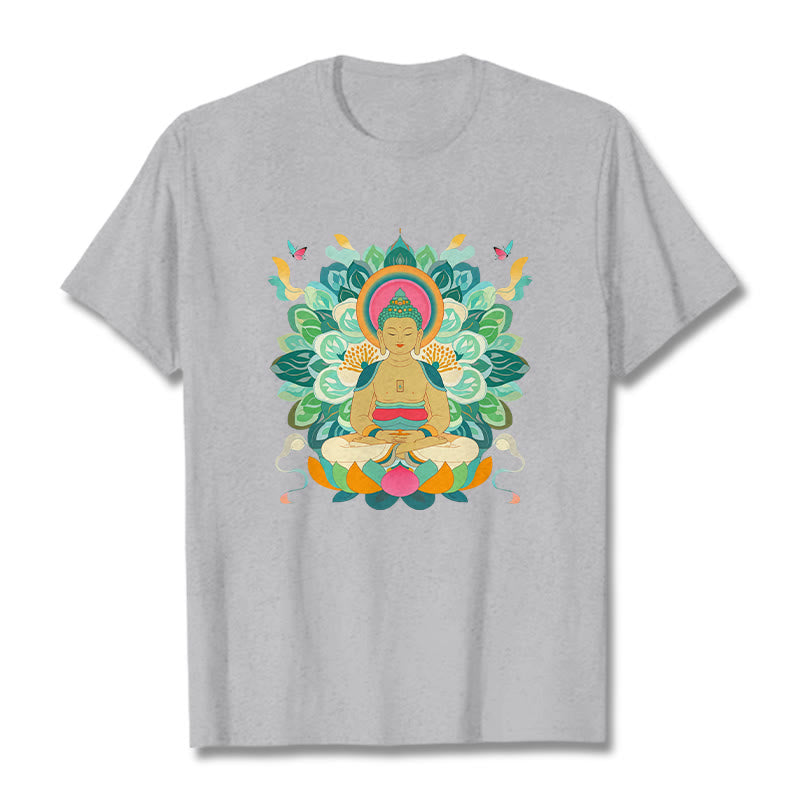 Buddha Stones Butterfly Lotus Buddha-Inspired Tee T-shirt - LightGrey - 2XL - image 18