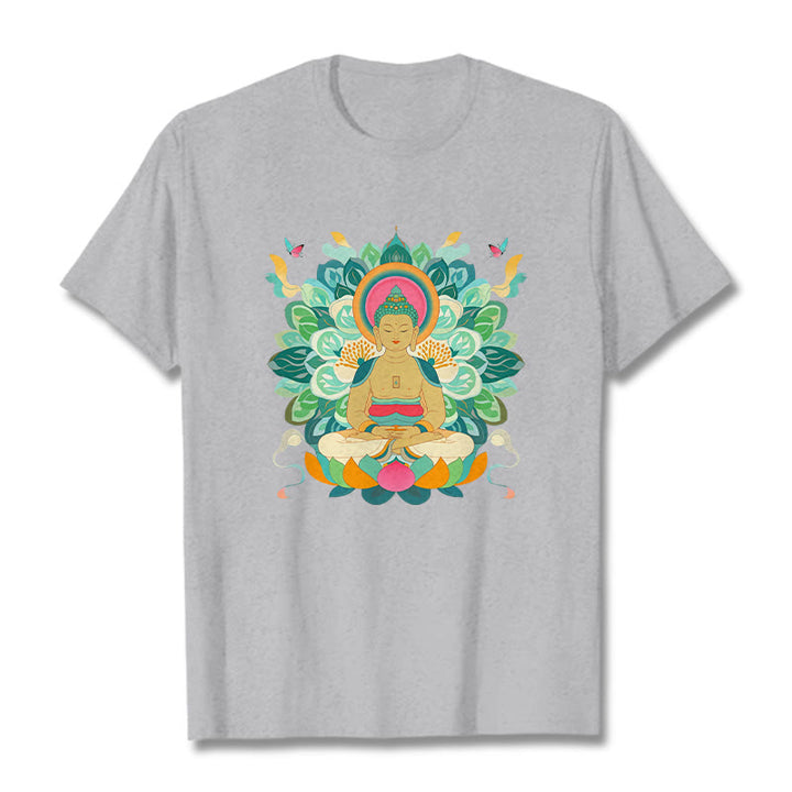 Buddha Stones Butterfly Lotus Buddha-Inspired Tee T-shirt - LightGrey - 2XL - image 18
