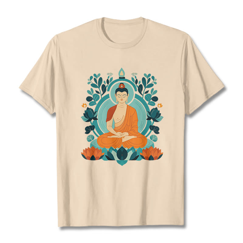 Buddha Stones Lotus Buddha Meditation Tee T-shirt - Bisque - 2XL - image 6