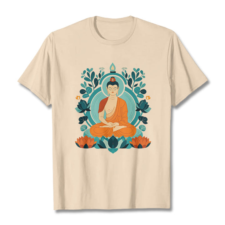 Buddha Stones Lotus Buddha Meditation Tee T-shirt - Bisque - 2XL - image 6