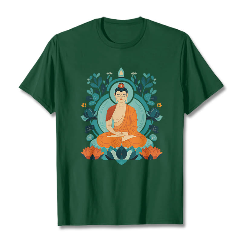 Buddha Stones Lotus Buddha Meditation Tee T-shirt - ForestGreen - 2XL - image 7