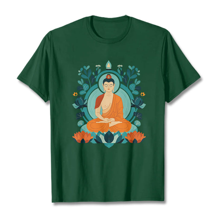 Buddha Stones Lotus Buddha Meditation Tee T-shirt - ForestGreen - 2XL - image 7