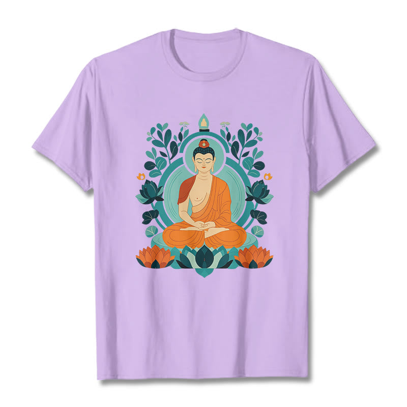 Buddha Stones Lotus Buddha Meditation Tee T-shirt - Plum - 2XL - image 9