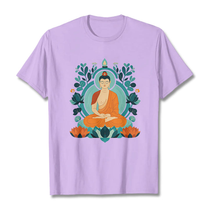 Buddha Stones Lotus Buddha Meditation Tee T-shirt - Plum - 2XL - image 9