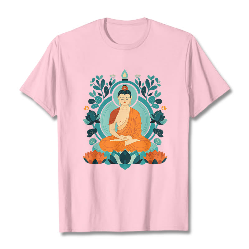 Buddha Stones Lotus Buddha Meditation Tee T-shirt - LightPink - 2XL - image 8