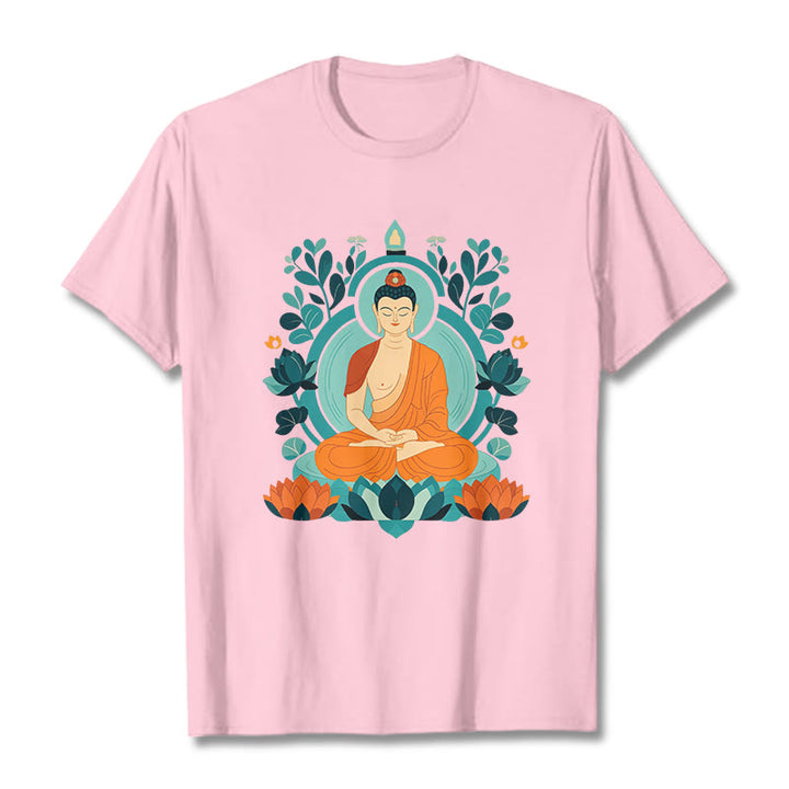 Buddha Stones Lotus Buddha Meditation Tee T-shirt - LightPink - 2XL - image 8