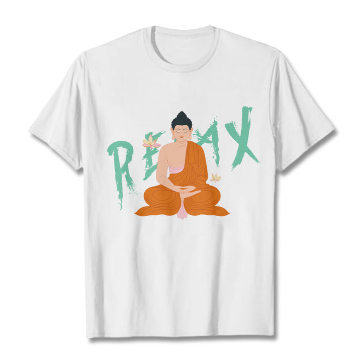 Buddha Stones RELAX Lotus Buddha Tee T-shirt - White - 2XL - image 4