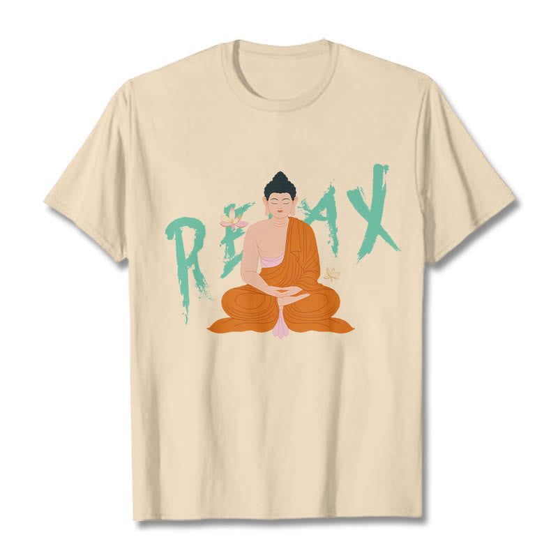 Buddha Stones RELAX Lotus Buddha Tee T-shirt - Bisque - 2XL - image 7