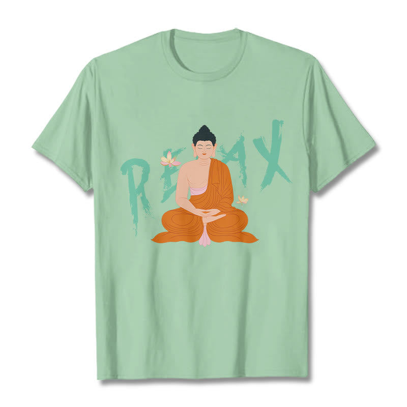 Buddha Stones RELAX Lotus Buddha Tee T-shirt - PaleGreen - 2XL - image 13