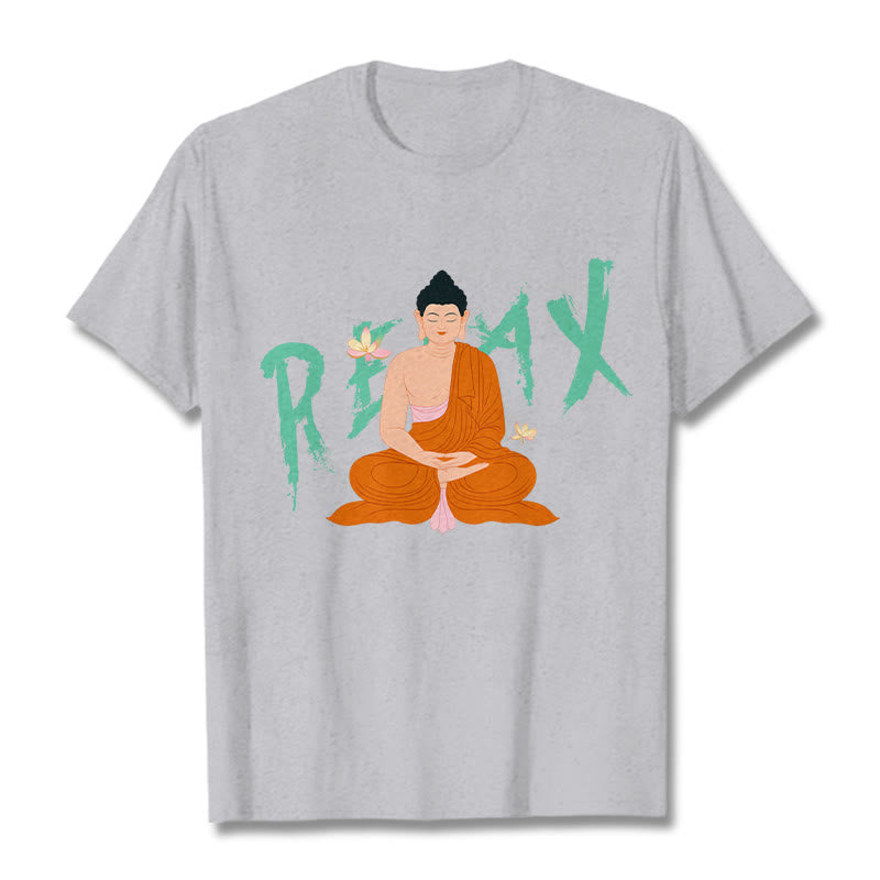 Buddha Stones RELAX Lotus Buddha Tee T-shirt - LightGrey - 2XL - image 18