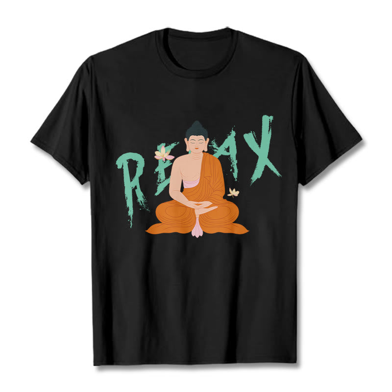 Buddha Stones RELAX Lotus Buddha Tee T-shirt - Black - 2XL - image 0