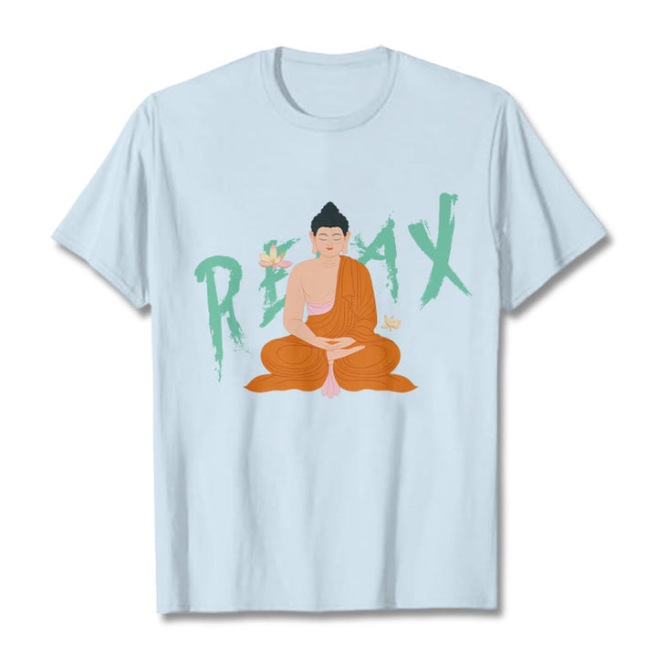 Buddha Stones RELAX Lotus Buddha Tee T-shirt - LightCyan - 2XL - image 17