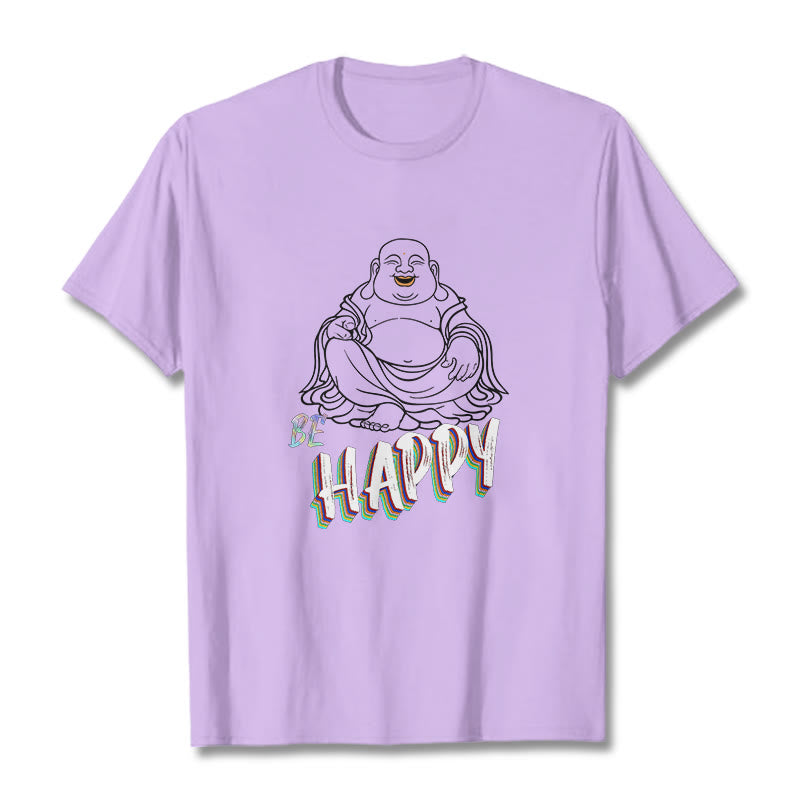 Buddha Stones BE HAPPY Laughing Buddha Tee T-shirt - Plum - 2XL - image 16