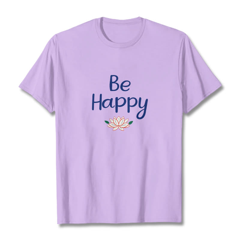 Buddha Stones Be Happy Lotus Tee T-shirt - Plum - 2XL - image 15