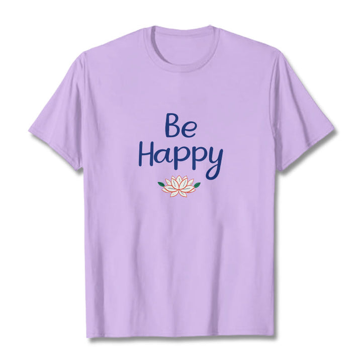Buddha Stones Be Happy Lotus Tee T-shirt - Plum - 2XL - image 15