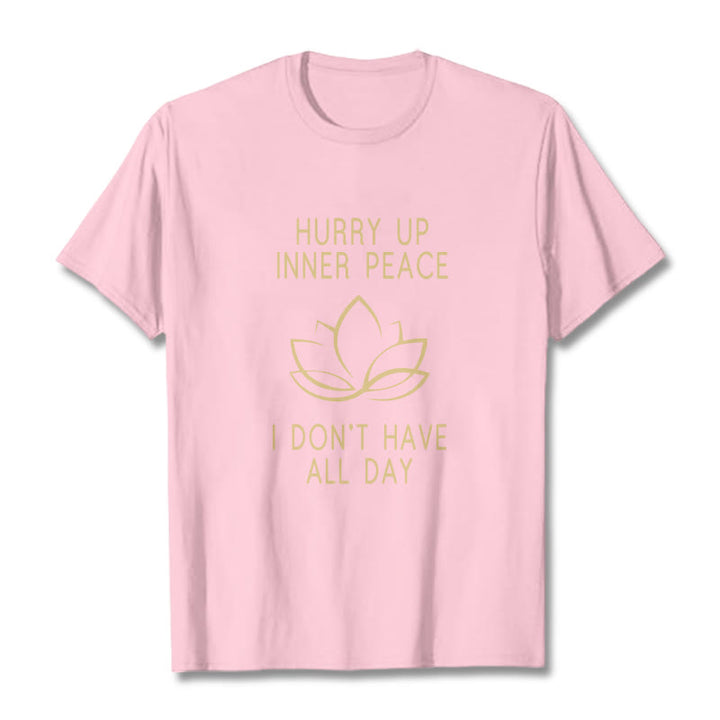 Buddha Stones HURRY UP INNER PEACE Tee T-shirt - LightPink - Lotus - XXL - image 5