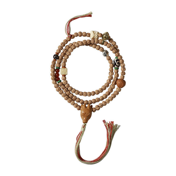 Buddha Stones 108 Beads Bodhi Seed Red Agate Deer Head Wisdom Mala Bracelet - image 17