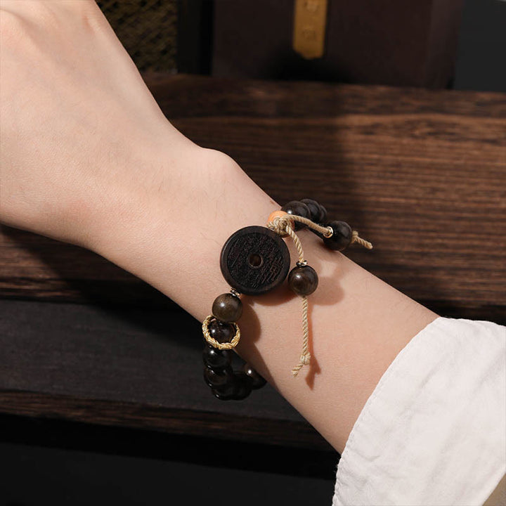 Buddha Stones Ebony Wood Mountain Ghosts Spend Money Balance Bracelet - image 4