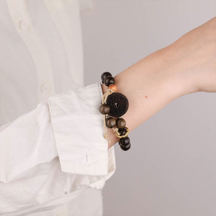 Buddha Stones Ebony Wood Mountain Ghosts Spend Money Balance Bracelet - image 3