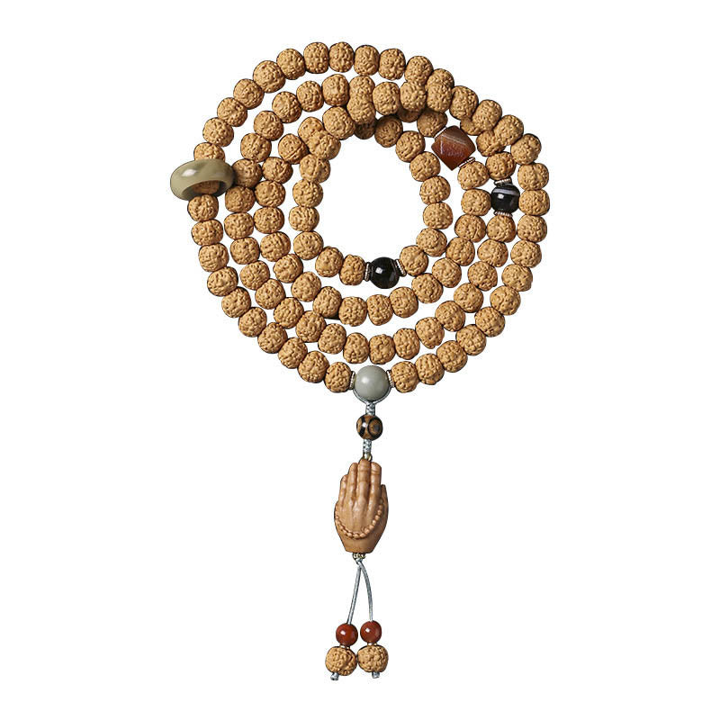 Buddha Stones Bodhi Seed Three-eyed Dzi Bead Buddha Hand Charm Wealth Bracelet - image 14