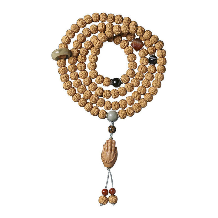 Buddha Stones Bodhi Seed Three-eyed Dzi Bead Buddha Hand Charm Wealth Bracelet - image 14