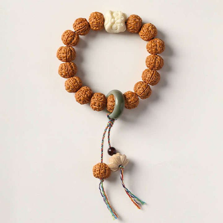 Buddha Stones Bodhi Seed Three-eyed Dzi Bead Buddha Hand Charm Wealth Bracelet - Vajra Bodhi Lion[11*13mm] - image 25