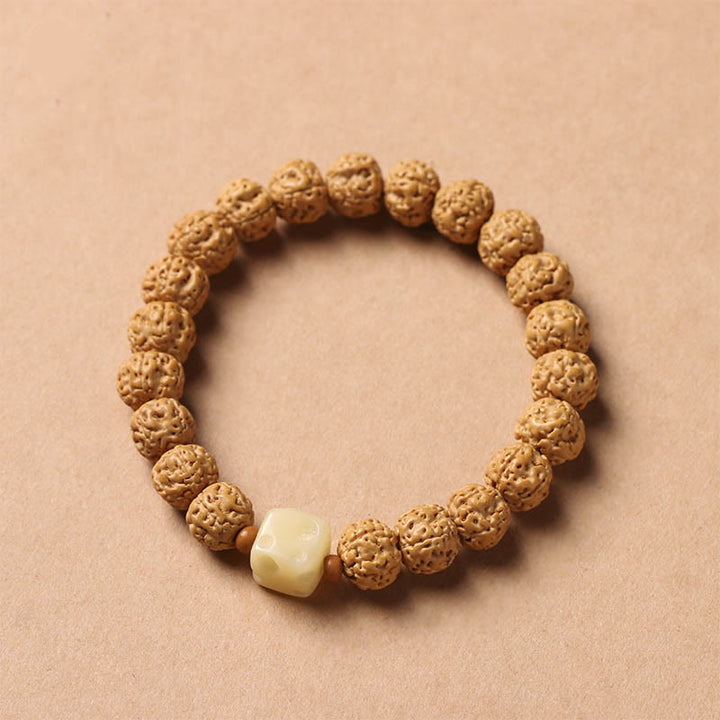 Buddha Stones Bodhi Seed Three-eyed Dzi Bead Buddha Hand Charm Wealth Bracelet - Small Vajra Bodhi Single Loop[9*8mm] - image 15