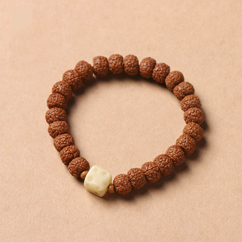 Buddha Stones Bodhi Seed Three-eyed Dzi Bead Buddha Hand Charm Wealth Bracelet - Dragon Scale Pattern Small Vajra Single Loop[8*6mm] - image 19