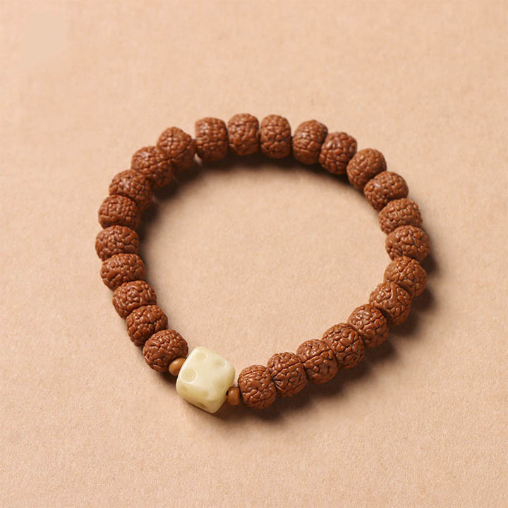Buddha Stones Bodhi Seed Three-eyed Dzi Bead Buddha Hand Charm Wealth Bracelet - Dragon Scale Pattern Small Vajra Single Loop[8*6mm] - image 19