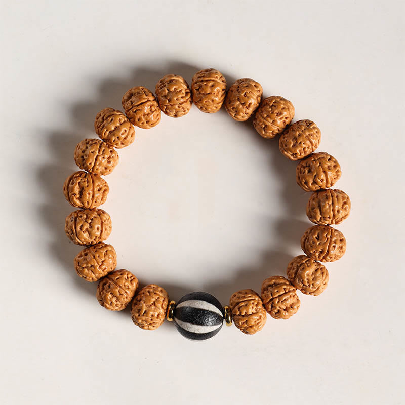 Buddha Stones Bodhi Seed Three-eyed Dzi Bead Buddha Hand Charm Wealth Bracelet - Vajra Bodhi Agate Pumpkin Bead[12mm] - image 18