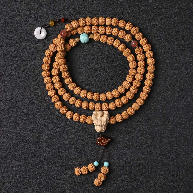 Buddha Stones Bodhi Seed Three-eyed Dzi Bead Buddha Hand Charm Wealth Bracelet - Vajra Bodhi[9mm] - image 28